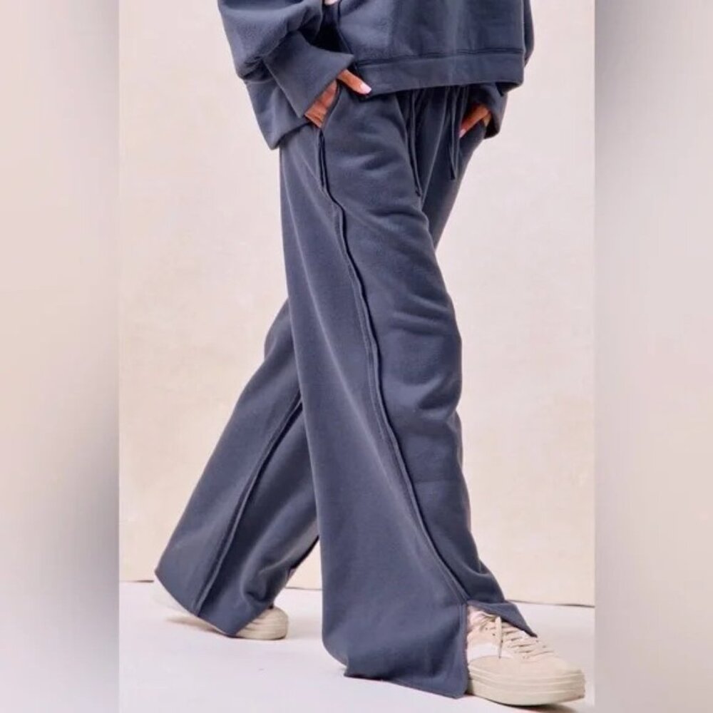 BiBi “ Boho Love Club Pants “ Lounge Pants With Split Hem | Vintage Blue XL